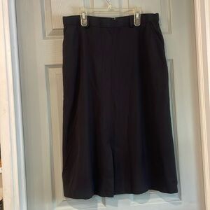 Sag Harbor Stretch Petite 12P Basic Black High Waisted Front Slit Midi Skirt